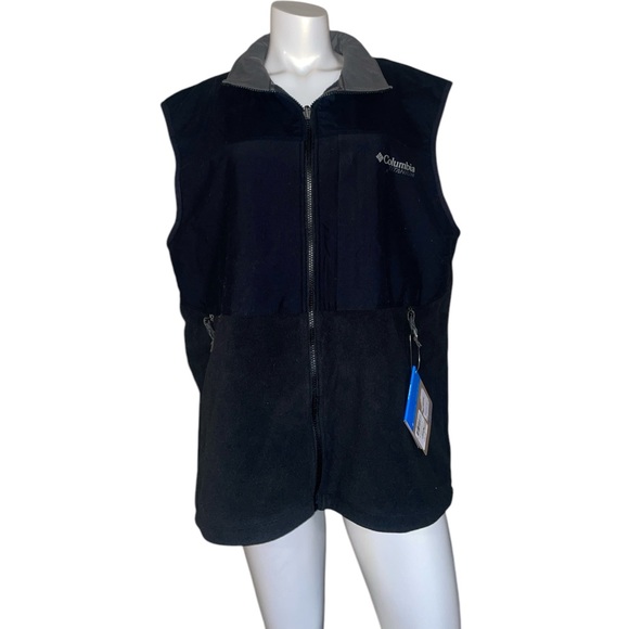 NWT Men's Columbia Black Fast Descent Fleece Full Zip Vest Size XL - Picture 3 of 8